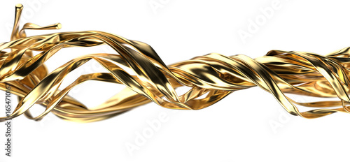 Fluid Metallic Fabric: Abstract 3D Gold Cloth Illustration for Dynamic Designs