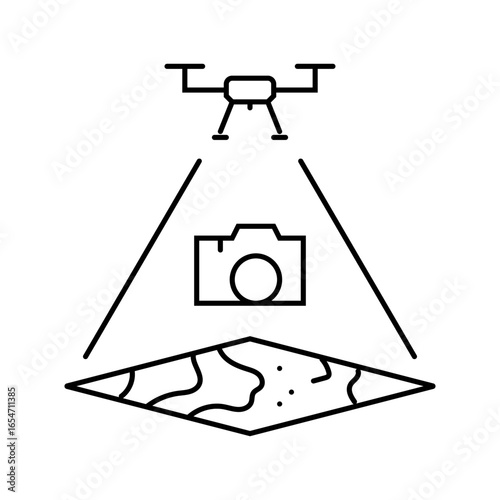 aerial photography unmanned vehicle line icon vector illustration