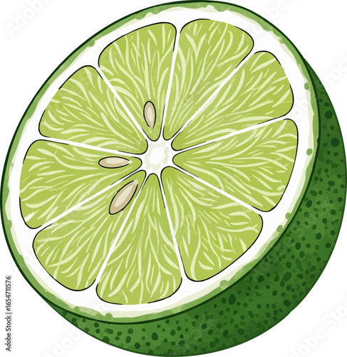 A Green Lime Sliced in Half