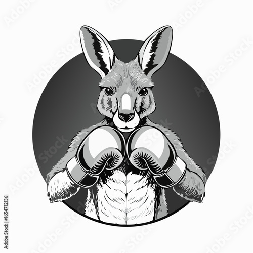 Boxing Kangaroo Ready for Battle, Gloved and Strong in the Ring in Vector Illustration