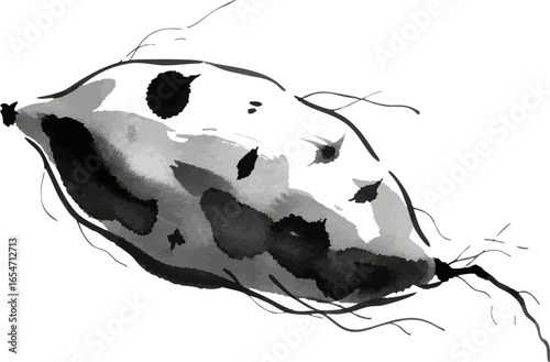 A Single, Unpeeled Sweet Potato