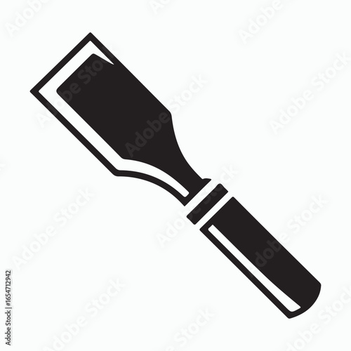 Black and white illustration of a woodworking chisel