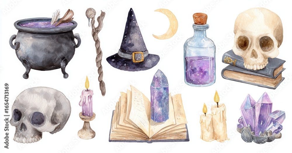 Obraz premium witch elements clipart set