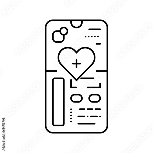mobile health app healthcare innovation line icon vector illustration