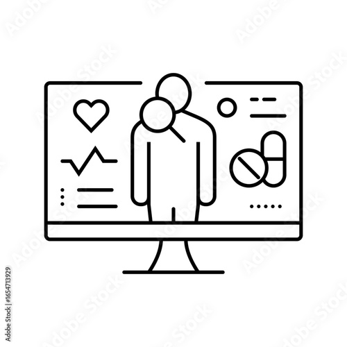 health data analytics healthcare innovation line icon vector illustration