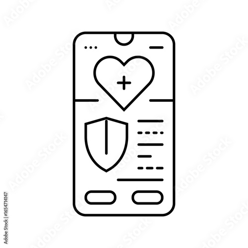 health insurance app healthcare innovation line icon vector illustration