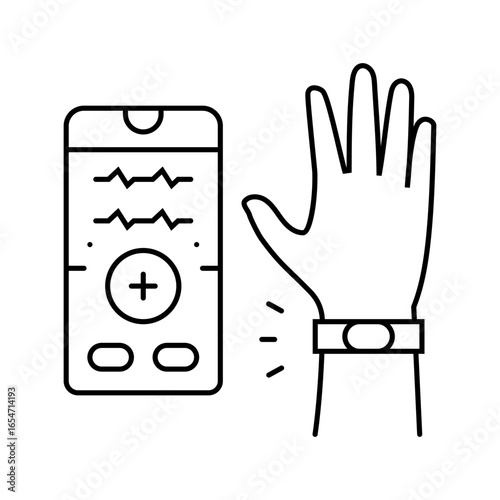 biometric health sensor healthcare innovation line icon vector illustration