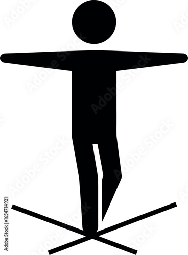 Vector art of person balancing on a tightrope isolated on white background transparent background