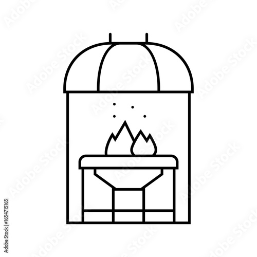 iron forge industry line icon vector illustration