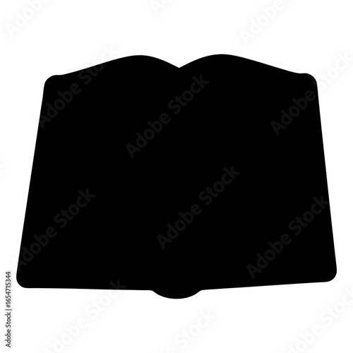 Open book silhouette on white background, representing knowledge and learning resources