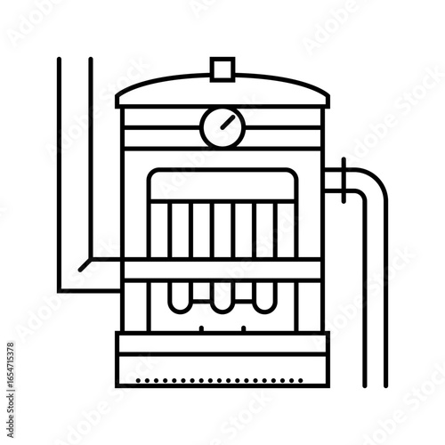 steam powered pump industry line icon vector illustration