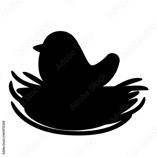 Black silhouette illustration of a bird nesting peacefully in its safe haven