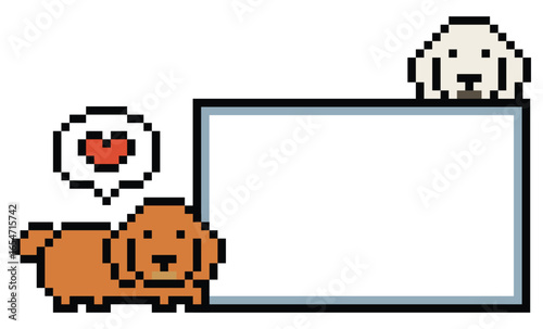 Cute pixel cartoon 8bit character dog pet pupey golden retriever decoration dog 8 bit hound puppy blank board dog png vector.