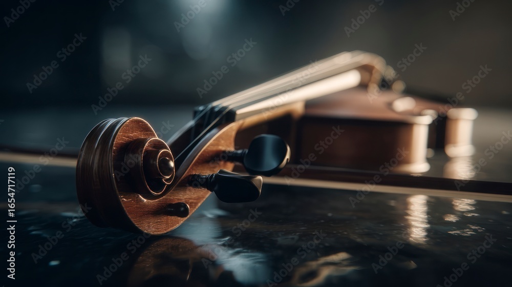 Fototapeta premium Violin closeup dark background
