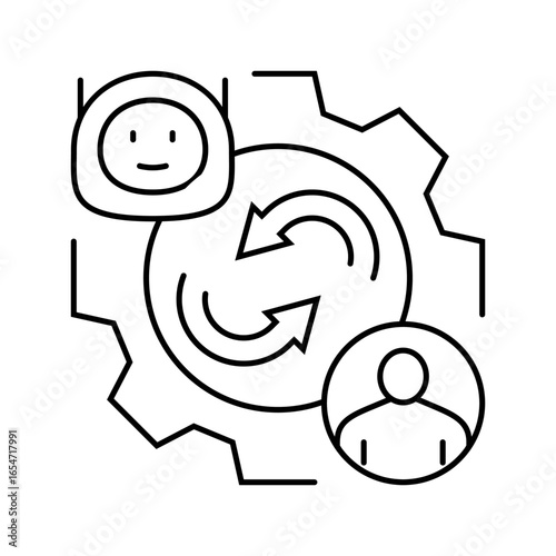 robotics collaboration industry line icon vector illustration