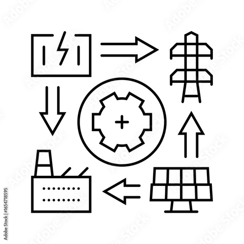 smart grid industry line icon vector illustration