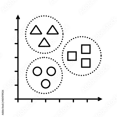 unsupervised learning machine line icon vector illustration