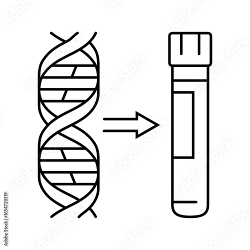blood test tube with genetic markers line icon vector illustration