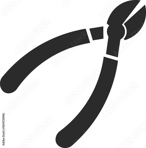 cutting pliers icon work tool in dark grey and clear background flat color block vector illustration
