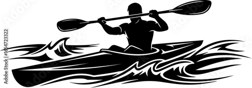 Rower Silhouette in Single Scull