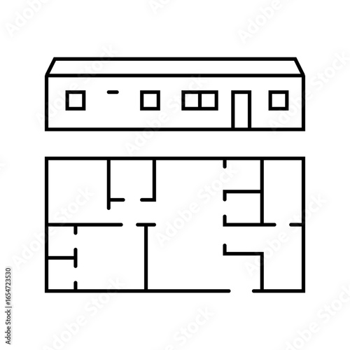 double wide trailer mobile home line icon vector illustration