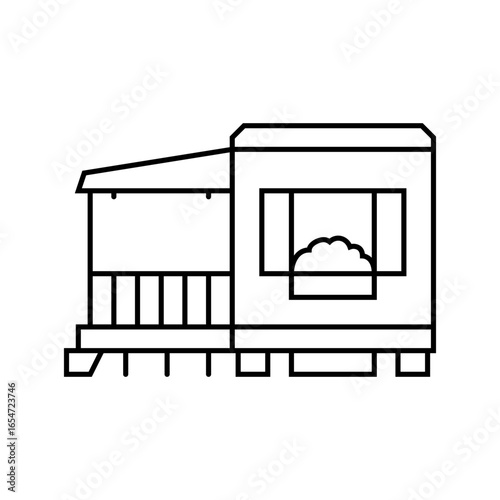 awning mobile home line icon vector illustration