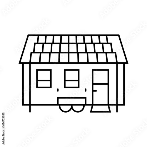solar panels mobile home line icon vector illustration