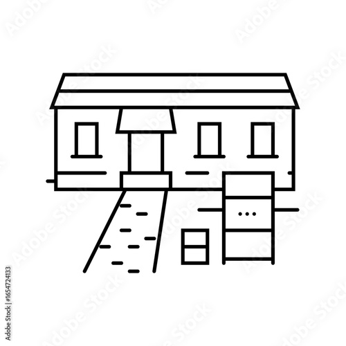 bbq grill mobile home line icon vector illustration