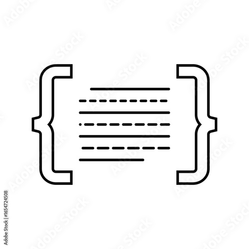 code brackets with letters nlp line icon vector illustration