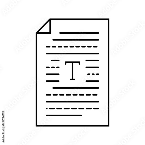 text document nlp line icon vector illustration