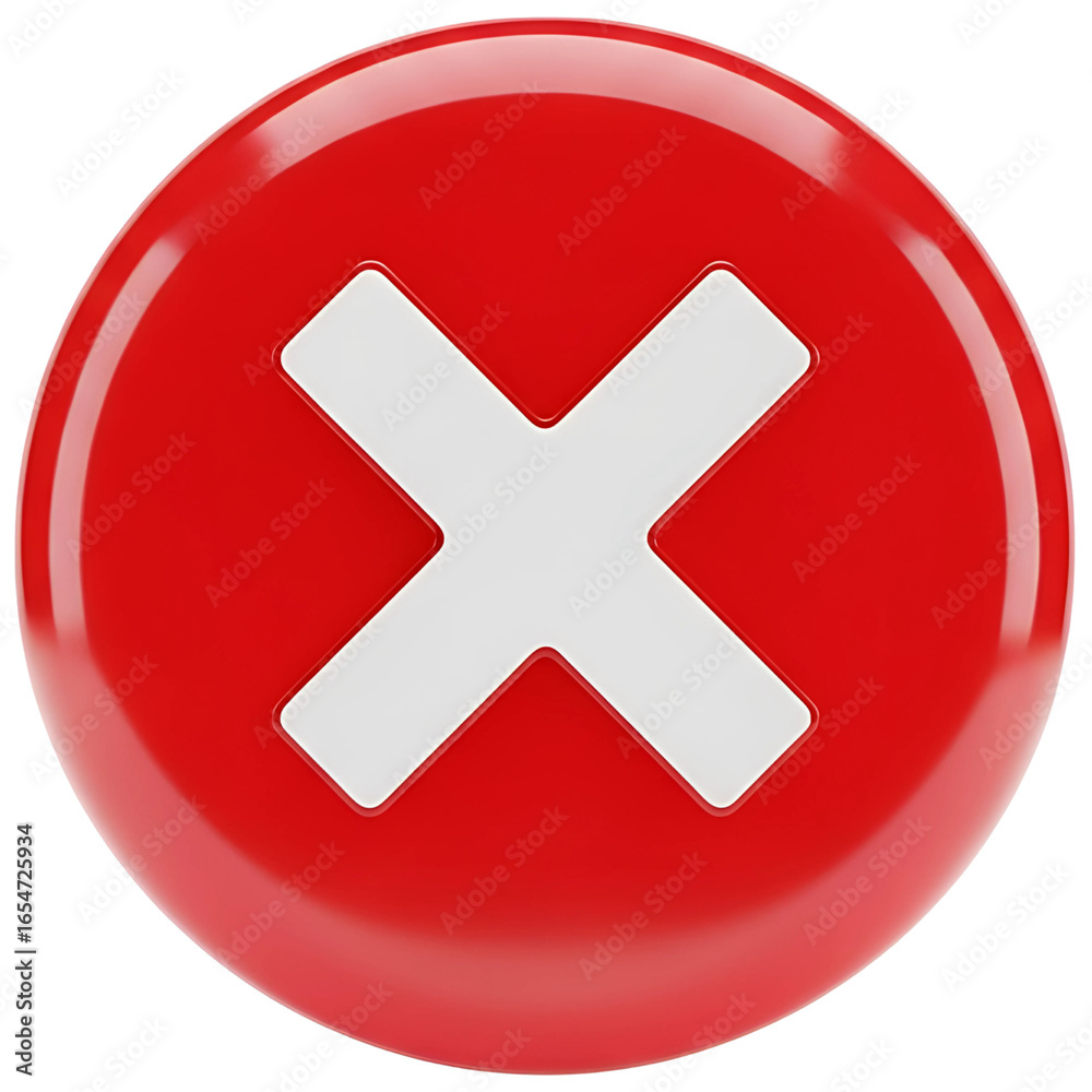 A glossy red cross button or web icon symbolizes a negative action like close, cancel, or stop A glossy red cross button or web icon symbolizes a negative action like close, cancel, or stop
