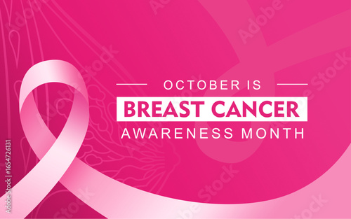 October breast cancer awareness month background with pink ribbon symbol, vector design. Healthcare and medicine concept. Great for banners, posters, cards and social media.
