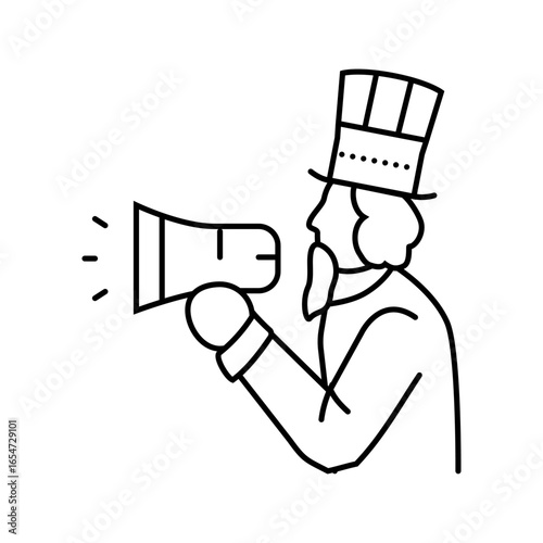 uncle sam megaphone uncle sam line icon vector illustration
