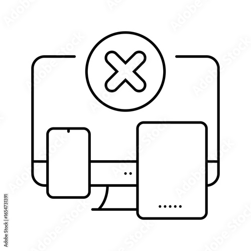 digital detox mindful tech engagement line icon vector illustration