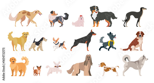 Photography Cute dogs doodle vector set