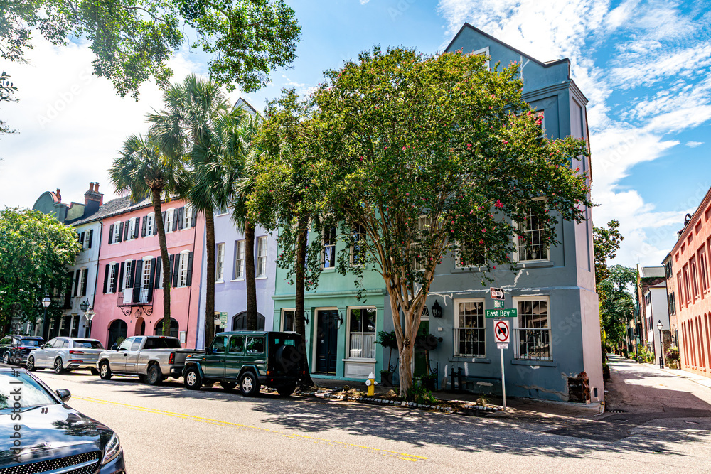 Obraz premium Rainbow Row in Charleston, South Carolina, USA
