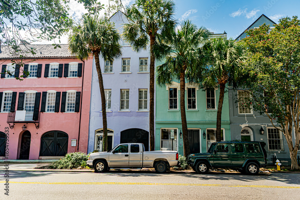 Fototapeta premium Rainbow Row - A Must See in Charleston, South Carolina