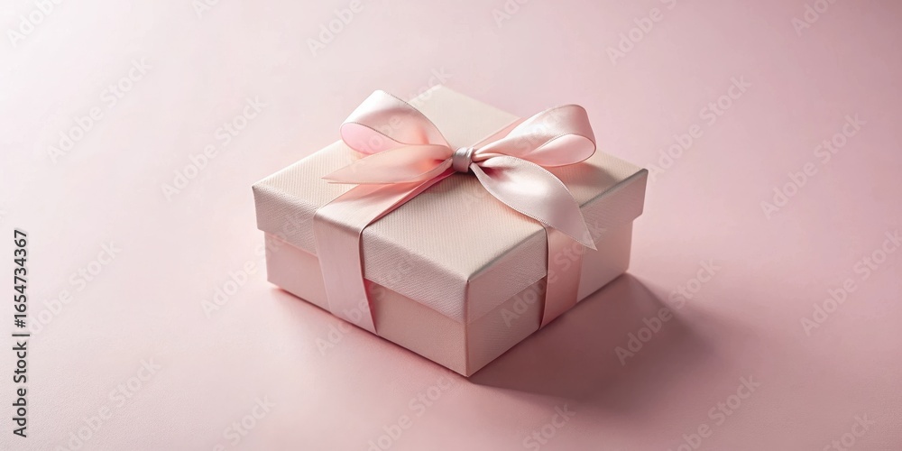 A delicately presented blush-pink gift box adorned with a satin ribbon, a symbol of thoughtful giving and cherished moments A delicately presented blush-pink gift box adorned with a satin ribbon, a symbol of thoughtful giving and cherished moments