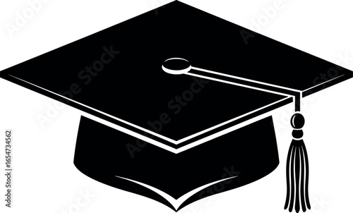 Vector art of academic graduation cap with tassel, symbol of achievement, isolated on white background transparent background