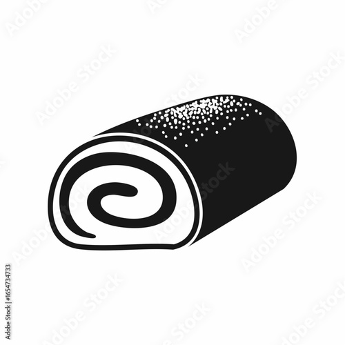 Swiss Roll Vector Image. Black and white Swiss Roll Vector on white background.