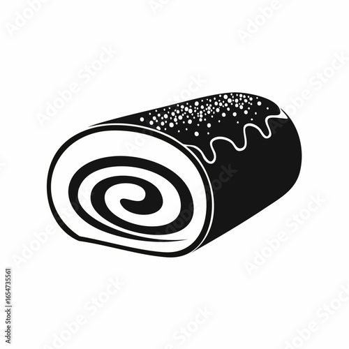 Swiss Roll Vector Image. Black and white Swiss Roll Vector on white background.
