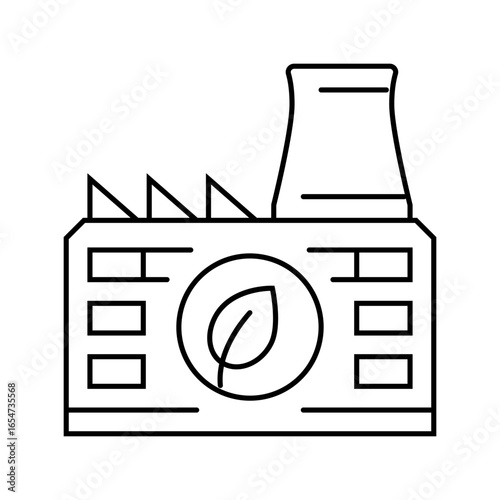 eco friendly factory sustainable beauty line icon vector illustration