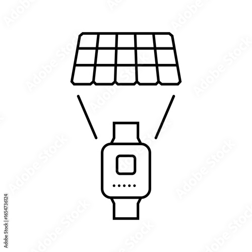 solar powered fitness tracker outdoor line icon vector illustration