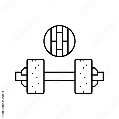 bamboo wood exercise tools outdoor fitness line icon vector illustration