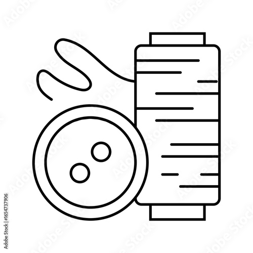 button and thread thrift driven fashion line icon vector illustration