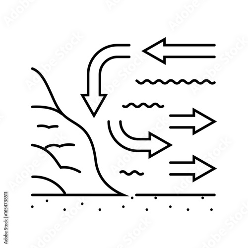 current diagra world ocean line icon vector illustration