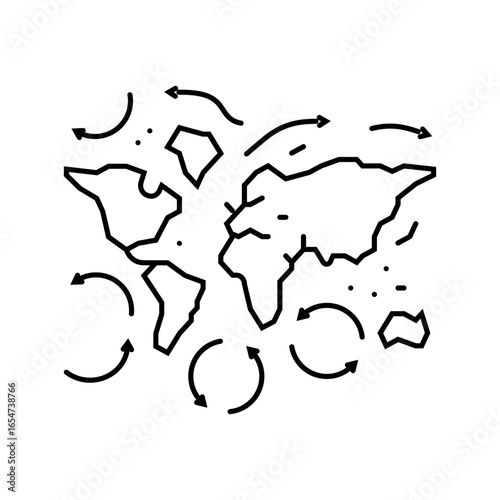 map ocean currents world ocean line icon vector illustration