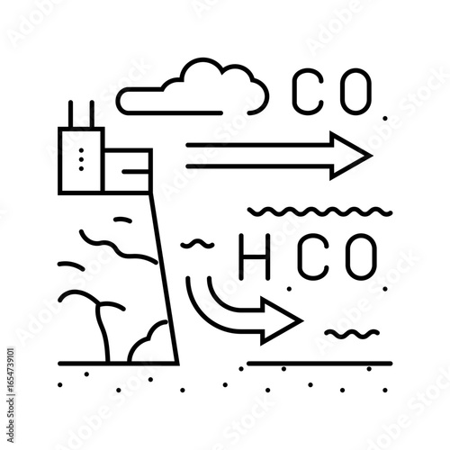 acidification chart world ocean line icon vector illustration