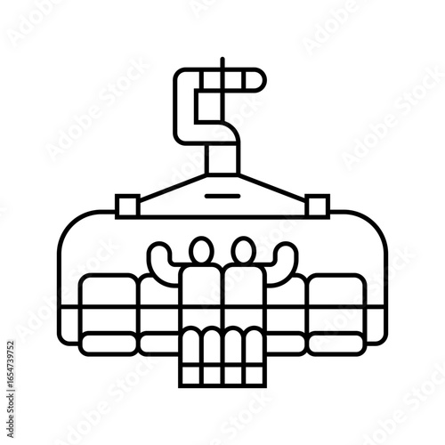 chairlift skier mountain skiing line icon vector illustration