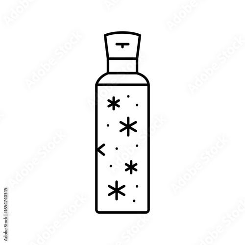 thermos flask snowflakes mountain skiing line icon vector illustration